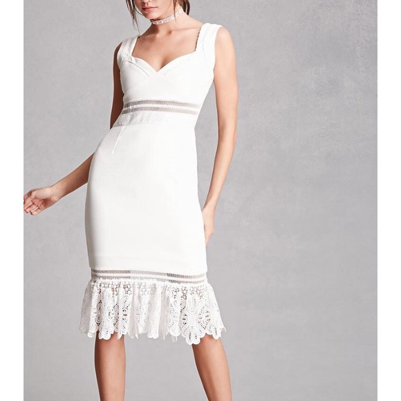 ivory lace midi dress